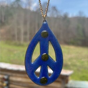 Blue Peace Teardrop Pendant Necklace | 24in.